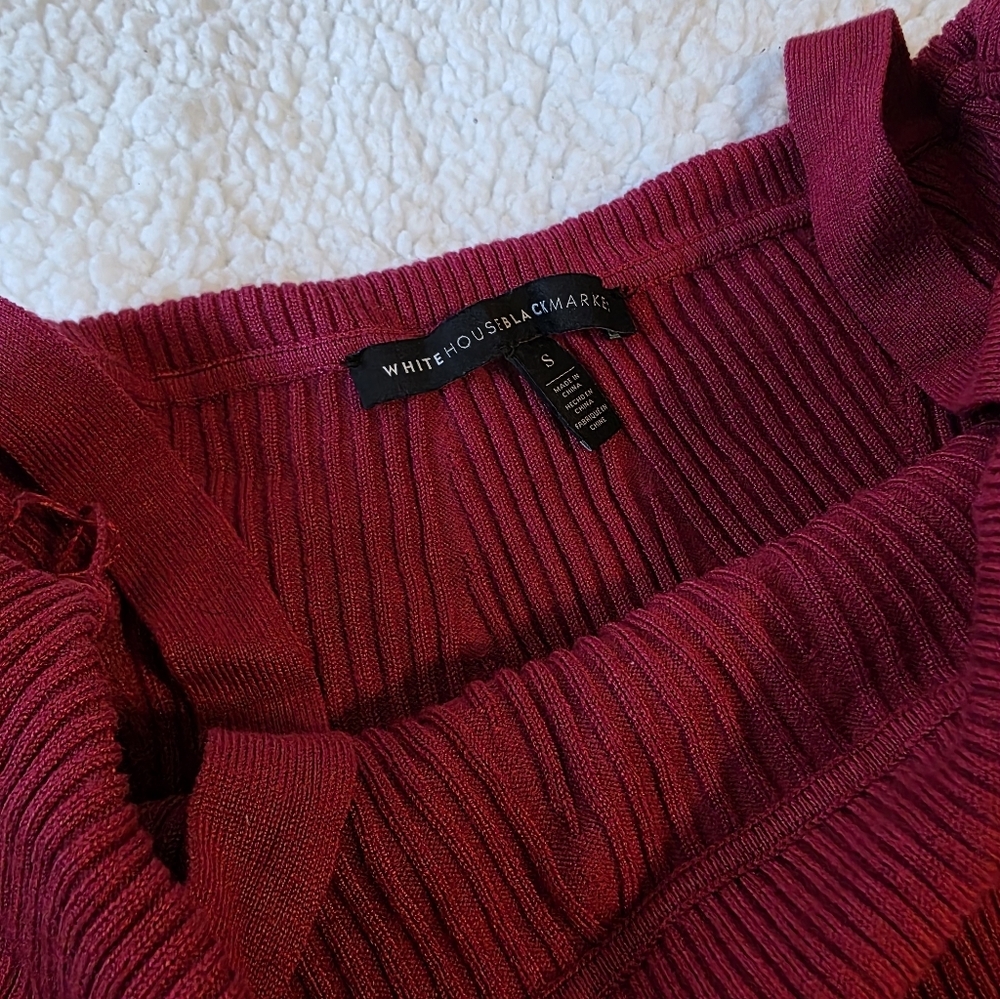 White House Black Market hot pink / red off the shoulder top - Picture 2 of 5